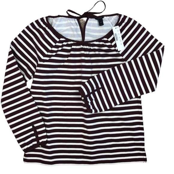 J CREW Top Blouse Structured Stripe Keyhole XXS - Picture 2 of 7